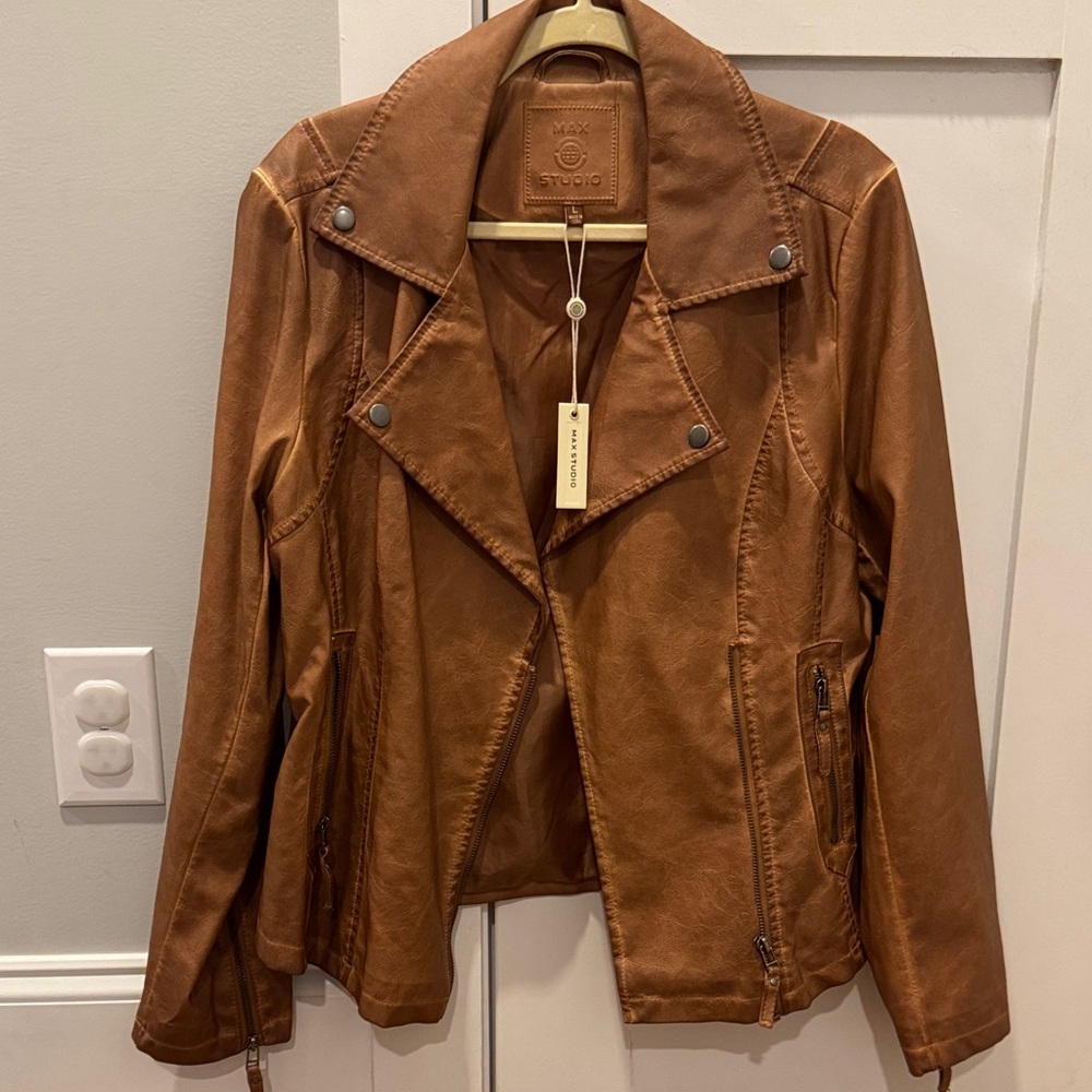 Max Studio Women's Brown Leather Jacket